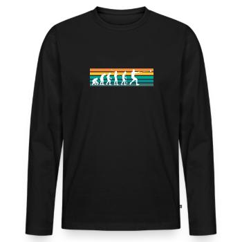 Vintage Retro Evolution Hammerwurf Shirt - Männer Premium Bio Langarmshirt - Schwarz - Vorne - Nico (187cm)