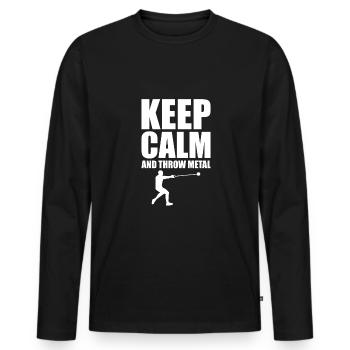 Keep Calm And Throw Metal Shirt Geschenk - Männer Premium Bio Langarmshirt - Schwarz - Vorne - Nico (187cm)