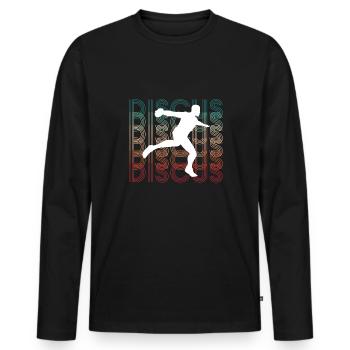 Vintage Retro Discus Werfer Shirt Geschenk - Männer Premium Bio Langarmshirt - Schwarz - Vorne - Nico (187cm)