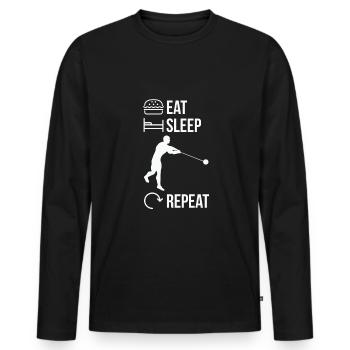 Eat Sleep Hammer Throw Repeat Shirt - Men's Premium Organic Long Sleeve Shirt - black - Front - Nico (187cm)