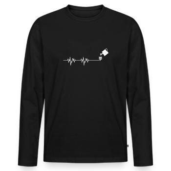 Heartbeat Heartline Heart Rate Arrosoir - T-shirt manches longues Premium bio Homme - noir - Devant - Nico (187cm)