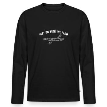 Just Go With The Flow Kajak Geschenk Shirt - Männer Premium Bio Langarmshirt - Schwarz - Vorne - Nico (187cm)