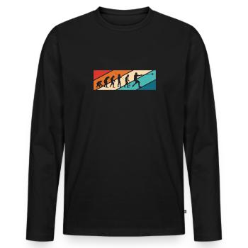 Vintage Retro Evolution Hammerwurf Shirt - Männer Premium Bio Langarmshirt - Schwarz - Vorne - Nico (187cm)