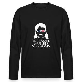 Lets Make Mullets Sexy Again Vokuhila Shirt - Männer Premium Bio Langarmshirt - Schwarz - Vorne - Nico (187cm)