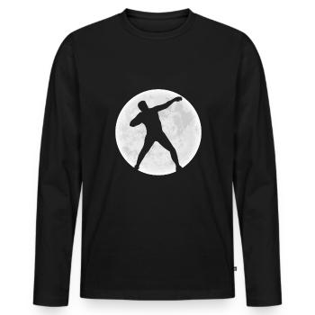 Moon Shot Put Shirt Gift - Men's Premium Organic Long Sleeve Shirt - black - Front - Nico (187cm)