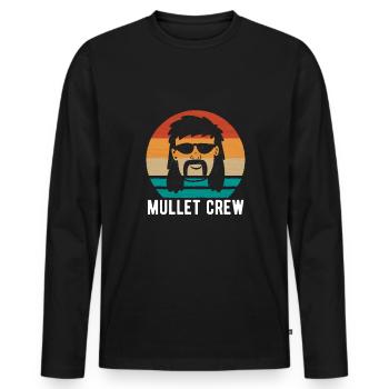Mullet Crew Vintage Retro Vokuhila Shirt - Männer Premium Bio Langarmshirt - Schwarz - Vorne - Nico (187cm)