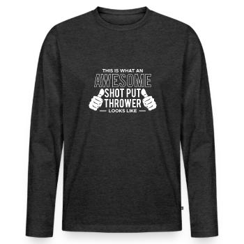 Voici à quoi ressemble un lanceur de lancer de poids génial - T-shirt manches longues Premium bio Homme - anthracite chiné - Devant - Nico (187cm)