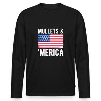 Mullets & Merica Shirt Geschenk USA Flagge - Männer Premium Bio Langarmshirt - Schwarz - Vorne - Nico (187cm)