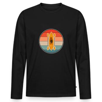 Vintage Retro Kajak Shirt Geschenk - Männer Premium Bio Langarmshirt - Schwarz - Vorne - Nico (187cm)