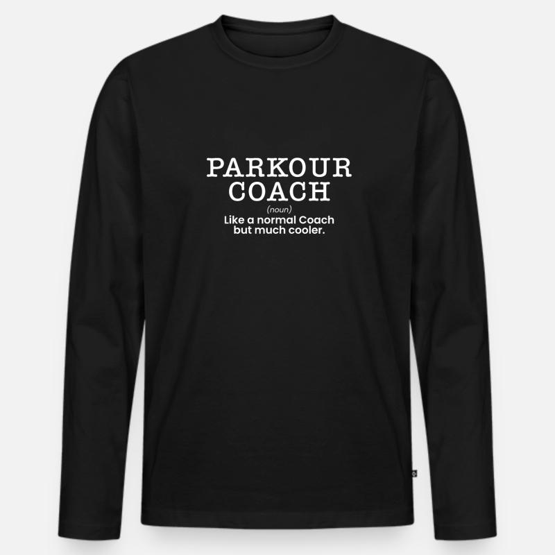 Parkour Coach Shirt Geschenk Trainer - Männer Premium Bio Langarmshirt - Schwarz
