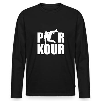 Parkour Shirt Geschenk - Männer Premium Bio Langarmshirt - Schwarz - Vorne - Nico (187cm)
