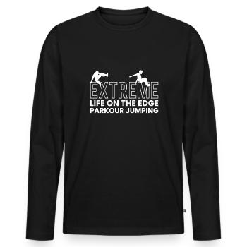 Parkour Spruch Shirt Geschenk - Männer Premium Bio Langarmshirt - Schwarz - Vorne - Nico (187cm)