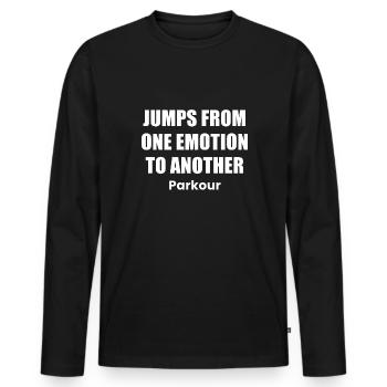 Jumps From One Emotion To Another Parkour - Männer Premium Bio Langarmshirt - Schwarz - Vorne - Nico (187cm)