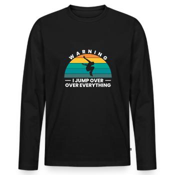 Warning I Jump Over Everything Parkour Läufer - Männer Premium Bio Langarmshirt - Schwarz - Vorne - Nico (187cm)