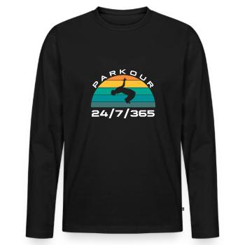 Parkour 24/7/365 Shirt Geschenk - Männer Premium Bio Langarmshirt - Schwarz - Vorne - Nico (187cm)
