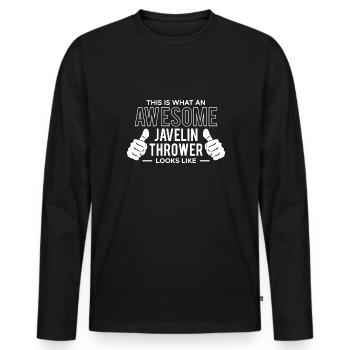 Speerwurf Shirt Spruch Geschenk - Männer Premium Bio Langarmshirt - Schwarz - Vorne - Nico (187cm)