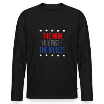 The Man The Myth the Mullet Shirt Vokuhila - Männer Premium Bio Langarmshirt - Schwarz - Vorne - Nico (187cm)