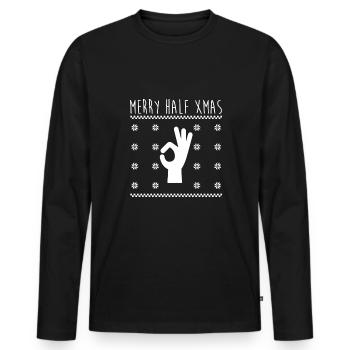 Merry Half XMas Gift Christmas In July - Men's Premium Organic Long Sleeve Shirt - black - Front - Nico (187cm)
