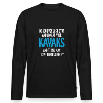 Kayak Saying Gift Kayak Shirt - Men's Premium Organic Long Sleeve Shirt - black - Front - Nico (187cm)