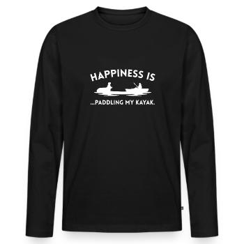 Le bonheur est de pagayer mon cadeau de chemise de kayak - T-shirt manches longues Premium bio Homme - noir - Devant - Nico (187cm)
