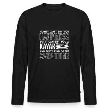 Money Cant Buy Happiness But.. Kajak Shirt - Männer Premium Bio Langarmshirt - Schwarz - Vorne - Nico (187cm)