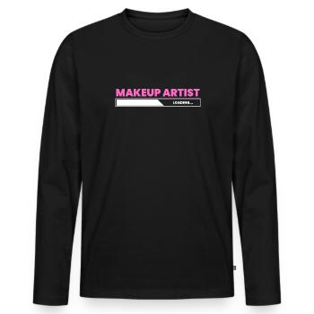 Makeup Artist Loading Ausbildung AZUBI Shirt - Männer Premium Bio Langarmshirt - Schwarz - Vorne - Nico (187cm)