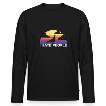 Vintage Retro I Hate People Taube Chemise - T-shirt manches longues Premium bio Homme - noir - Devant - Nico (187cm)