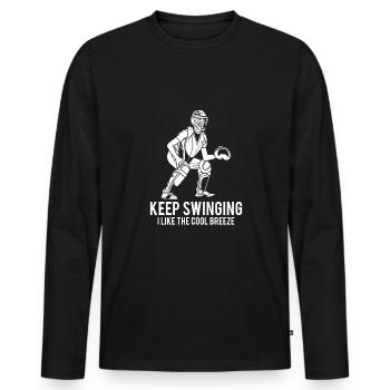 Keep Swinging I Like The Cool Breeze Shirt - Männer Premium Bio Langarmshirt - Schwarz - Vorne - Nico (187cm)