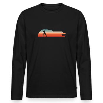 Vintage Retro Baseball Spieler Shirt Geschenk - Männer Premium Bio Langarmshirt - Schwarz - Vorne - Nico (187cm)