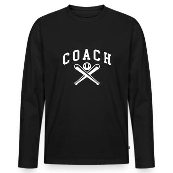 Baseball Coach Trainer Shirt Geschenk - Männer Premium Bio Langarmshirt - Schwarz - Vorne - Nico (187cm)