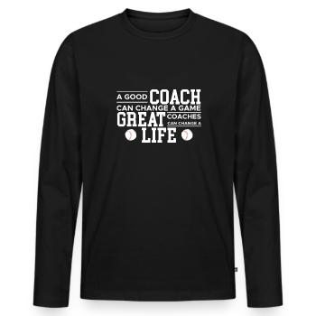 Baseball Coach Trainer Shirt Geschenk Spruch - Männer Premium Bio Langarmshirt - Schwarz - Vorne - Nico (187cm)