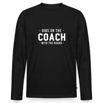 Dibs sur l’entraîneur avec le conseil d’administration - T-shirt manches longues Premium bio Homme - noir - Devant - Nico (187cm)