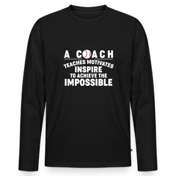 Un cadeau de chemise d’entraîneur de baseball disant - T-shirt manches longues Premium bio Homme - noir - Devant - Nico (187cm)