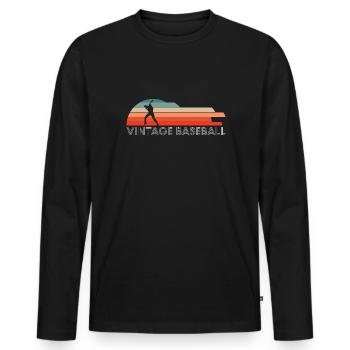 Vintage Retro Baseball Spieler Shirt Geschenk - Männer Premium Bio Langarmshirt - Schwarz - Vorne - Nico (187cm)