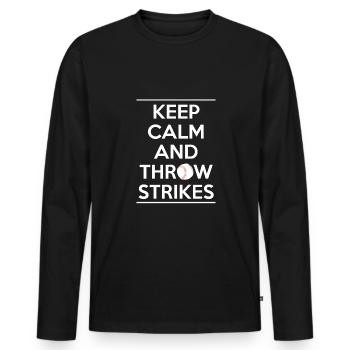 Restez calme et lancez des frappes Chemise baseball - T-shirt manches longues Premium bio Homme - noir - Devant - Nico (187cm)