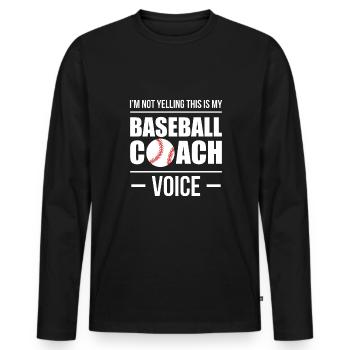 Je ne crie pas c’est ma voix d’entraîneur de baseball - T-shirt manches longues Premium bio Homme - noir - Devant - Nico (187cm)
