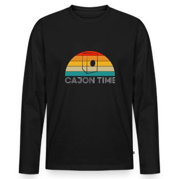 Chemise cadeau vintage rétro Cajon Time - T-shirt manches longues Premium bio Homme - noir - Devant - Nico (187cm)