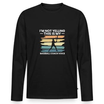 Je ne crie pas c’est ma voix d’entraîneur de baseball - T-shirt manches longues Premium bio Homme - noir - Devant - Nico (187cm)