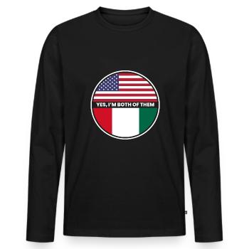 Oui, je suis tous les deux Italie États-Unis - T-shirt manches longues Premium bio Homme - noir - Devant - Nico (187cm)