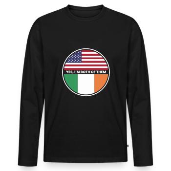 Oui, je suis tous les deux Irlande États-Unis - T-shirt manches longues Premium bio Homme - noir - Devant - Nico (187cm)