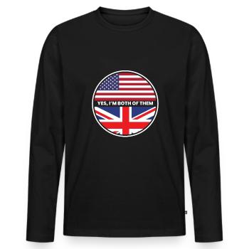 Ja, jeg er begge af dem UK USA - Premium økologisk langærmet T-shirt til mænd - sort - Foran - Nico (187cm)