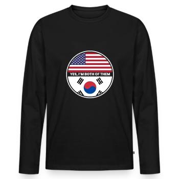Oui, je suis tous les deux Japon États-Unis - T-shirt manches longues Premium bio Homme - noir - Devant - Nico (187cm)