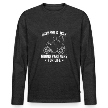 Mari et femme Équitation Partenaires Pour La Vie Chemise - T-shirt manches longues Premium bio Homme - anthracite chiné - Devant - Nico (187cm)