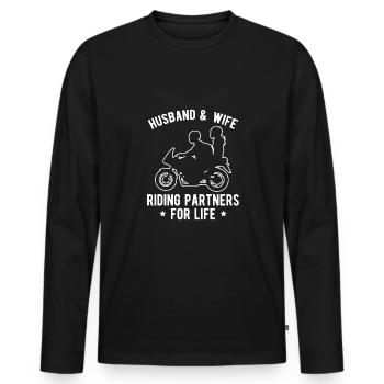 Mari et femme Équitation Partenaires Pour La Vie Chemise - T-shirt manches longues Premium bio Homme - noir - Devant - Nico (187cm)