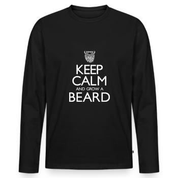 Keep Calm And Grow A Beard Shirt Gift - Men's Premium Organic Long Sleeve Shirt - black - Front - Nico (187cm)