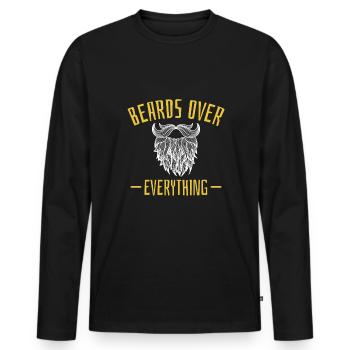 Beards Over Everything Shirt Cadeau - T-shirt manches longues Premium bio Homme - noir - Devant - Nico (187cm)