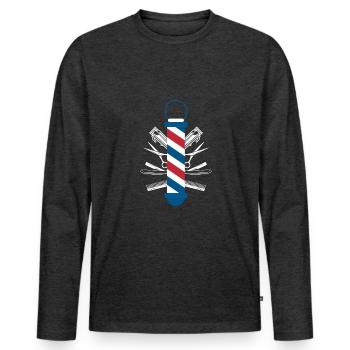 Barber Shirt Geschenk - Männer Premium Bio Langarmshirt - Anthrazit meliert - Vorne - Nico (187cm)