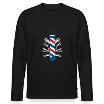Barber Shirt Gift - Men's Premium Organic Long Sleeve Shirt - black - Front - Nico (187cm)