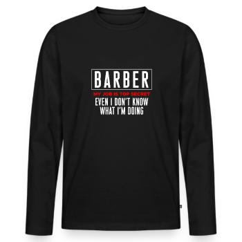 Baber Shirt Gift Beard Hairdresser - Men's Premium Organic Long Sleeve Shirt - black - Front - Nico (187cm)