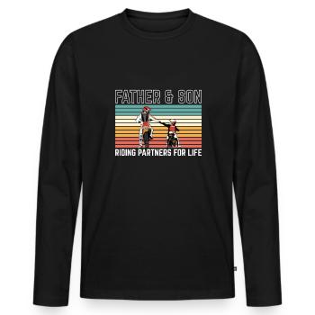 Père & Fils Partenaires de conduite Pour la vie Motocross - T-shirt manches longues Premium bio Homme - noir - Devant - Nico (187cm)